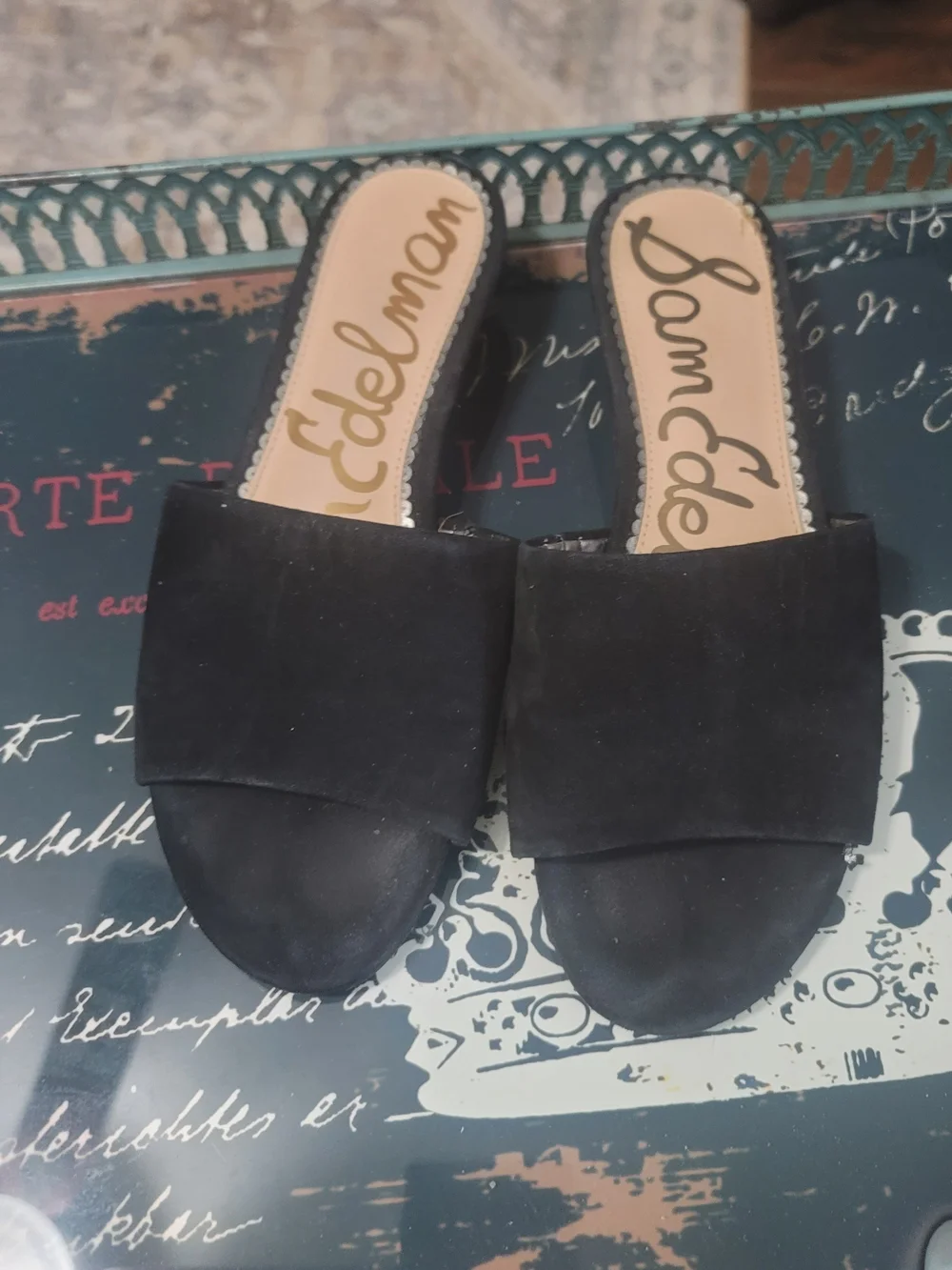 Sam Edelman Black Suede Slide Mules